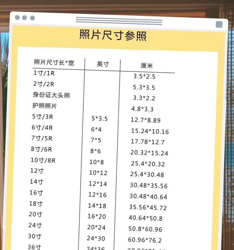 了解标准证件照尺寸对照表,避免照片不合规格(如何使用标准证件照尺寸对照表)