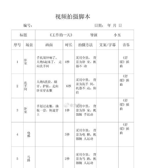 视频拍摄脚本如何撰写(提高视频制作效率的关键技巧)